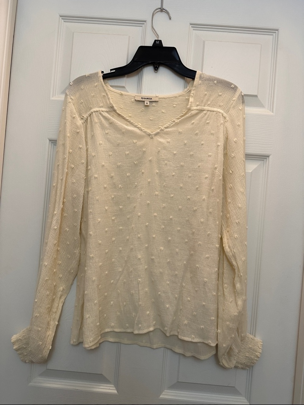 Cream Swiss Dot Long Sleeve Top